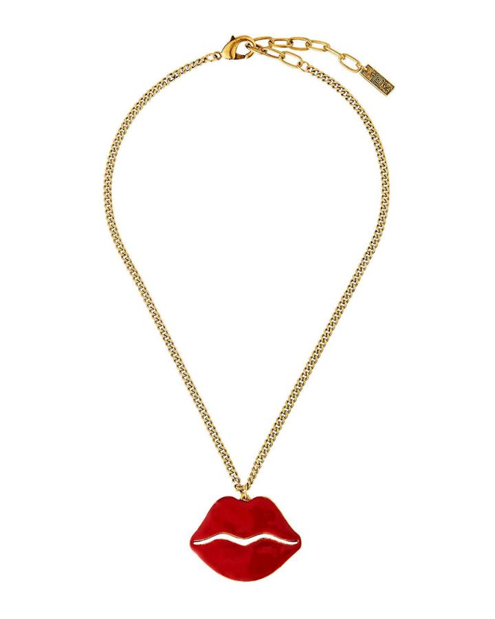 Lip Enamel Pendant Necklace