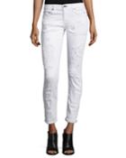 Dre Distressed Cropped Skinny Jeans, White Brigade