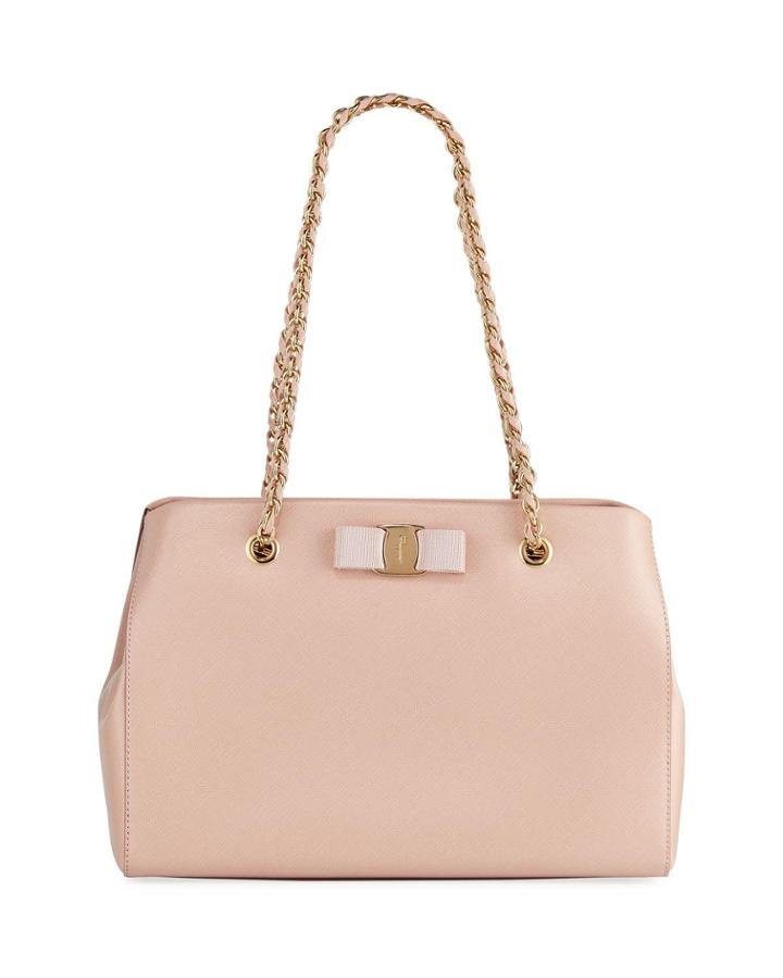 Saffiano Tall Chain-strap Tote Bag