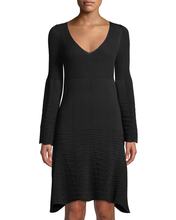 Contrast Stitching Bell-sleeve