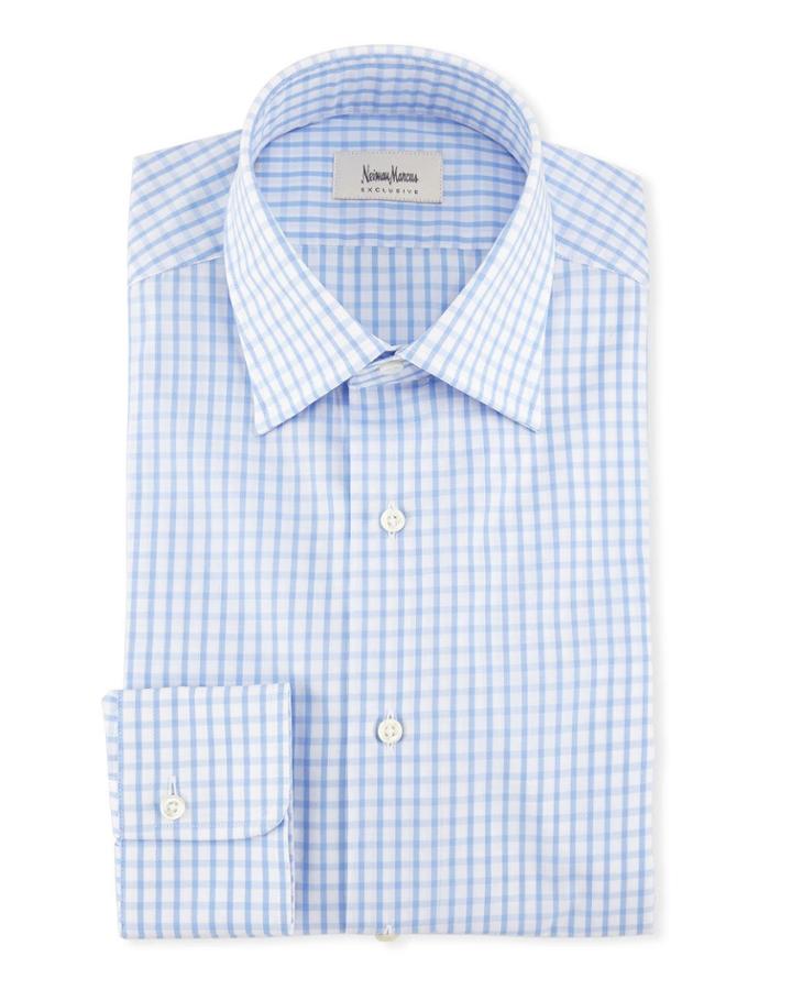 Large Check Dress Shirt, Blue/white