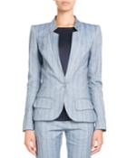 Single-breasted Striped Cotton-linen Jacket