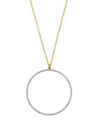 Delicate Two-tone Pave Diamond Circle Pendant Necklace