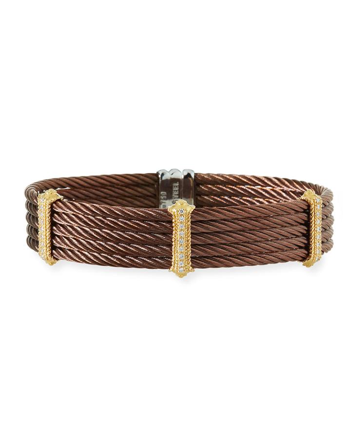 Petra Stacked Cable Bangle W/ Diamonds