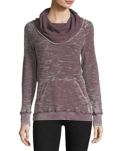 Cowl-neck Waffle-knit