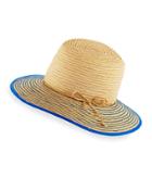 Starburst Raffia Short-brim Sun Hat, White/blue/neutral