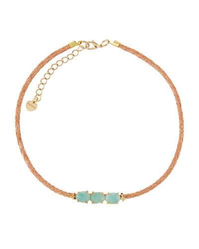 Triple Amazonite & Braided Leather Choker Necklace