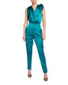 Satin Tank Jumpsuit With Bow