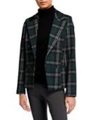 Plaid Double Breasted Ponte Blazer