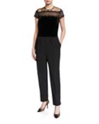 Everly Lace Top Short-sleeve Jumpsuit