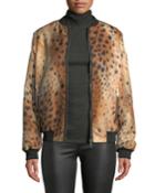 Melrose Zip-front Leopard-print Tech Cloth Bomber Jacket