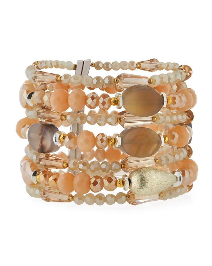 Multi-strand & Mixed Crystal Beaded Bracelet