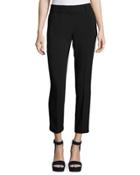 Mixed-media Slim Ankle Pants, Black
