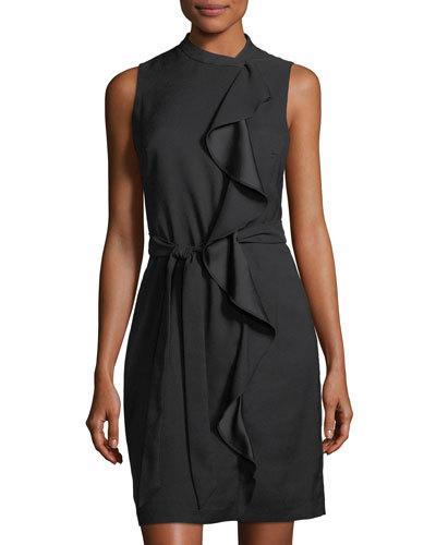 Ruffle-detail Crepe Dress