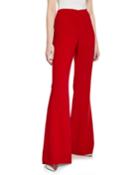 Wool-crepe Side-zip Pants, Crimson