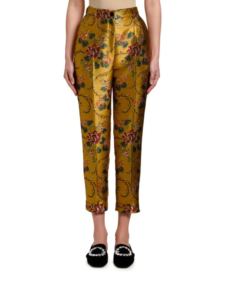 Flower-jacquard Pants