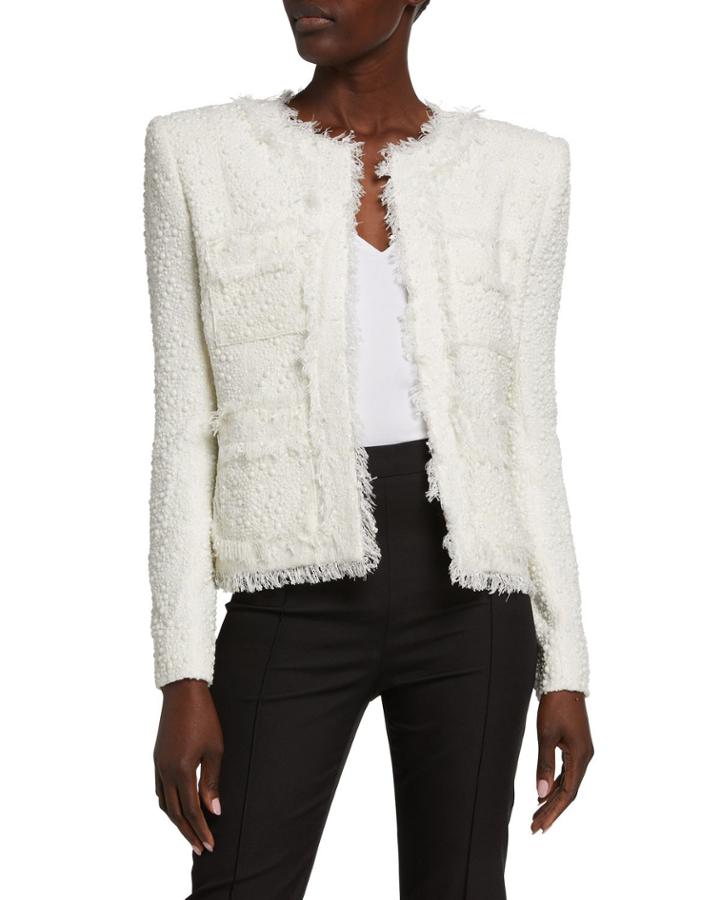 Four-pocket Embroidered Tweed Jacket