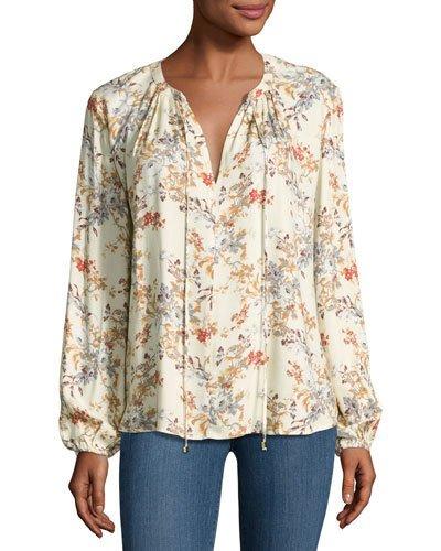 Townsend Floral-print Blouse, Beige
