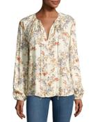 Townsend Floral-print Blouse, Beige