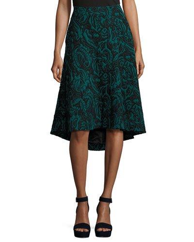 Velvet Jacquard High-low Skirt, Black Pattern