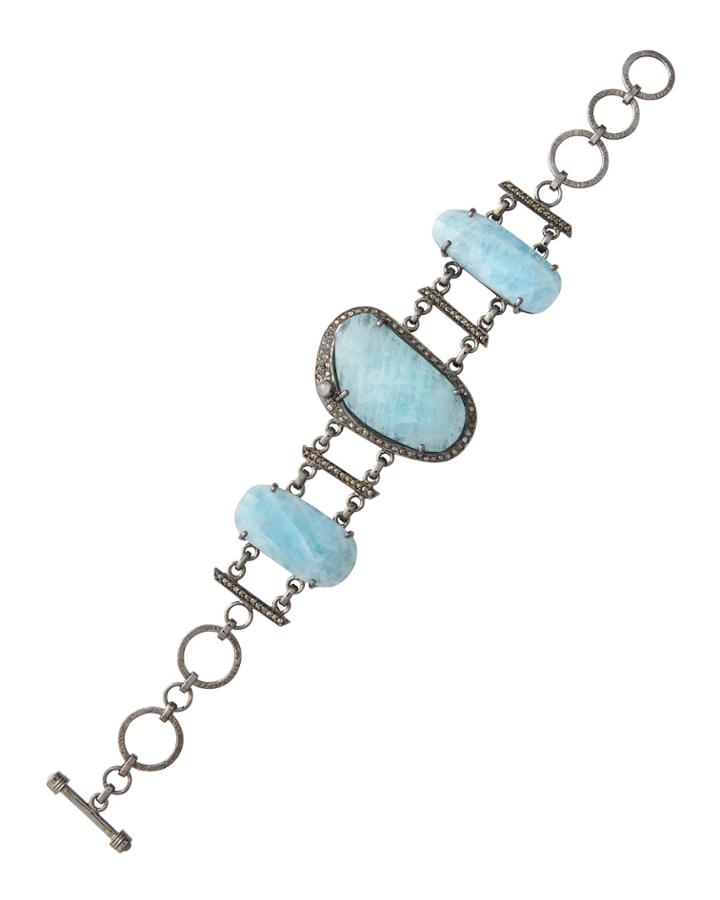 Diamond & Aquamarine Station Bracelet
