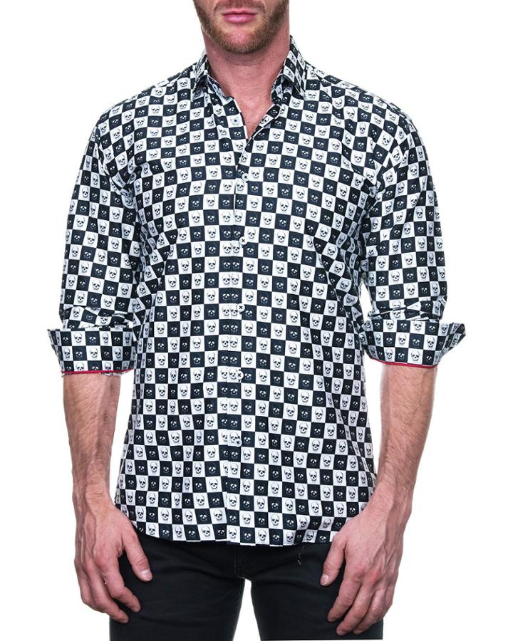 Men's Fibonacci Shaped Sport Shirt - Skull Glass White