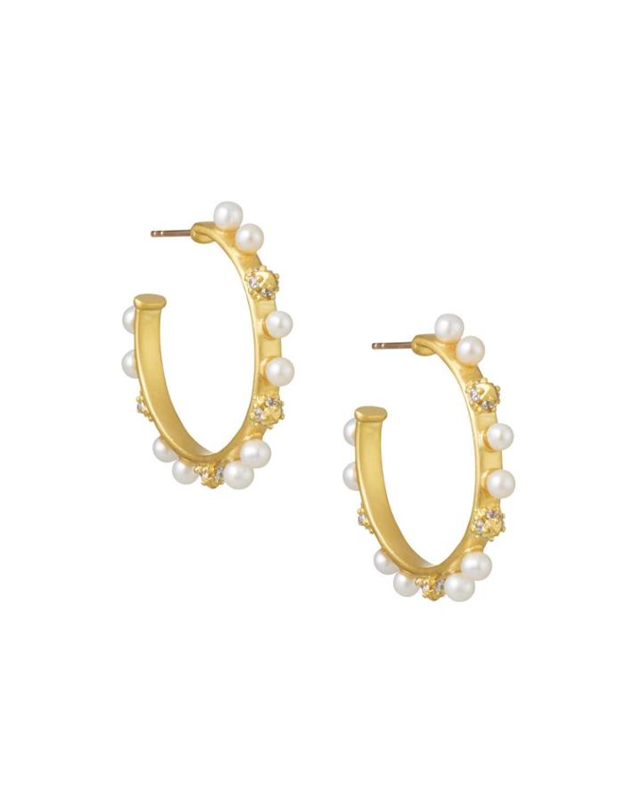 Textured Mother-of-pearl Vertical Hoop Earrings
