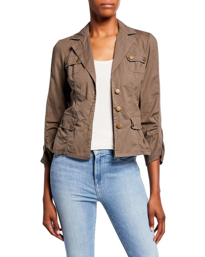 Folksy Ruched-sleeve Jacket