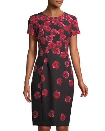 Short Sleeve Floral-print Dress