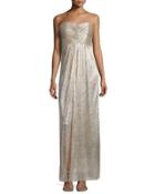 Strapless Sweetheart-neck Metallic Gown,