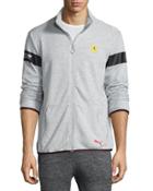 Stand-collar Sweater Jacket, Light Gray Heather