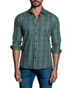 Multi-plaid Sport Shirt, Green/black