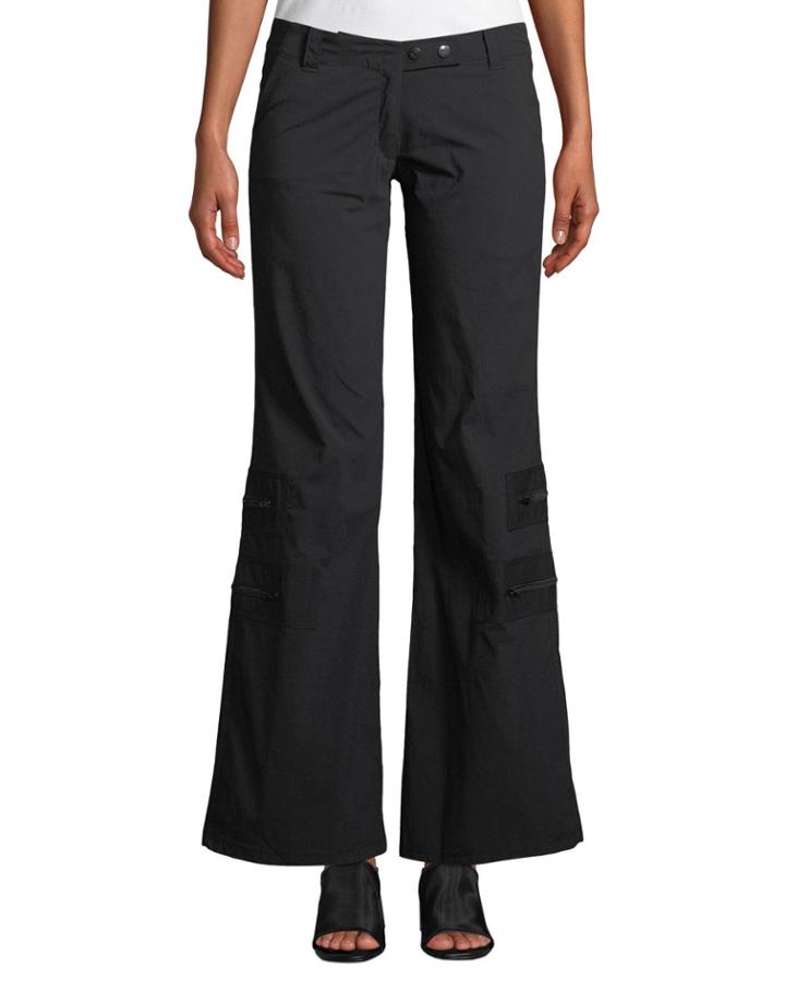 Flare-leg Cargo Pants W/ Zip Pockets