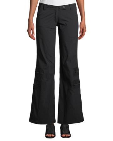 Flare-leg Cargo Pants W/ Zip Pockets
