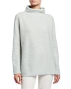 Mock Neck Intersecting Stitch Cashmere/silk