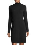 Cashmere Basic Turtleneck Dress, Black