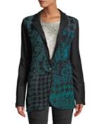 Sweater-front Jacquard One-button Blazer Jacket