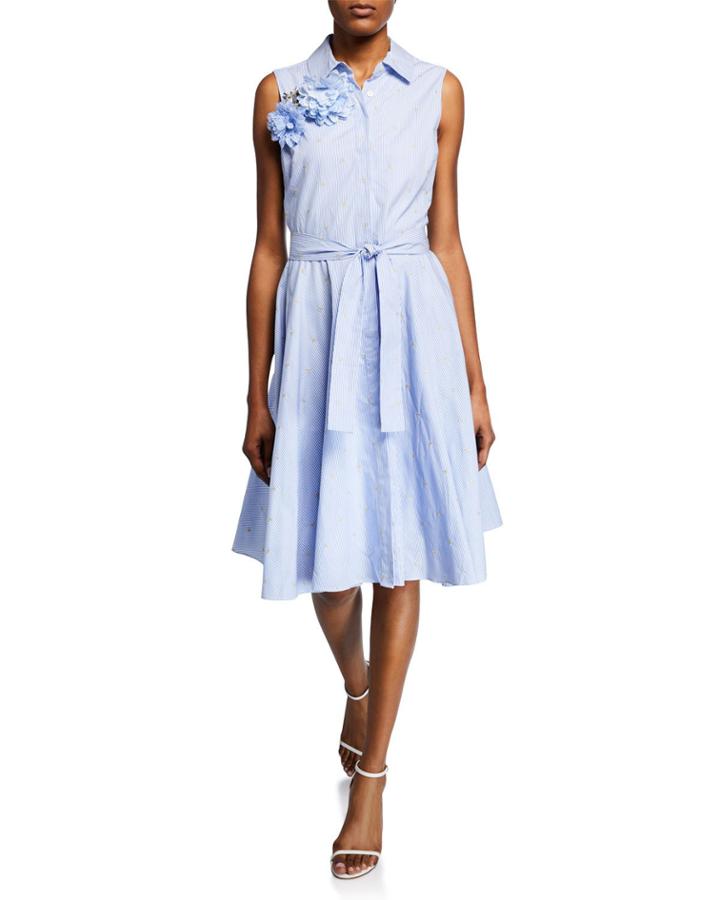 Sleeveless Embellished Striped
