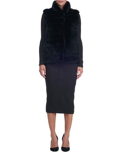 Stand-collar Rabbit Fur Jacket