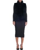 Stand-collar Rabbit Fur Jacket