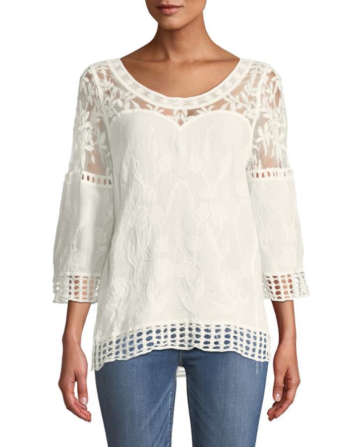 Kira Lace 3/4-sleeve Blouse