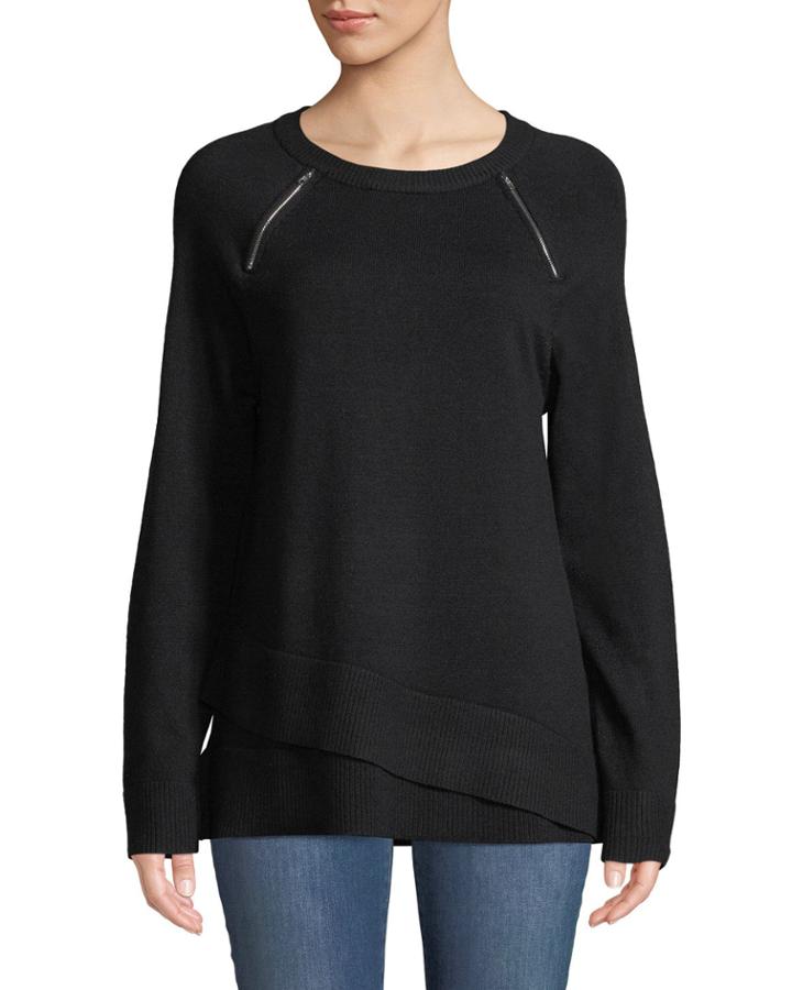 Zipper-shoulder Wrapped-hem