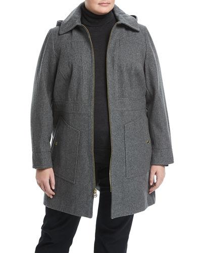 Zip-front A-line Wool-blend Coat