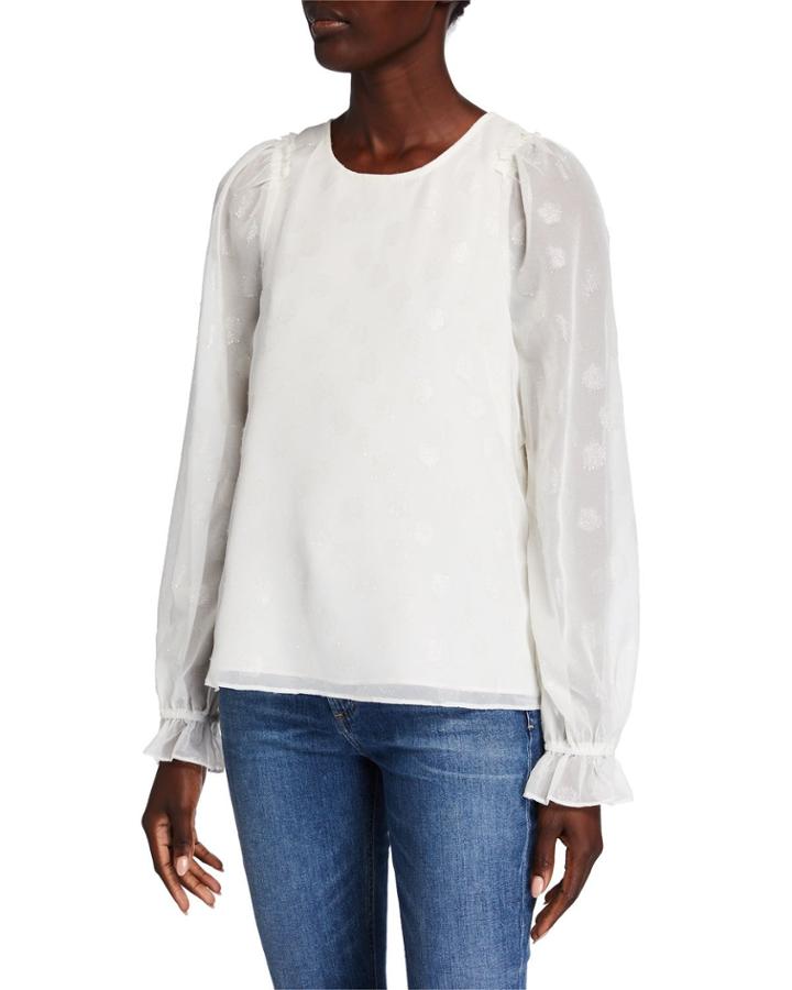 Clip Floral Jacquard Long-sleeve Top