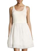 Sleeveless Jersey Fit & Flare Dress, White