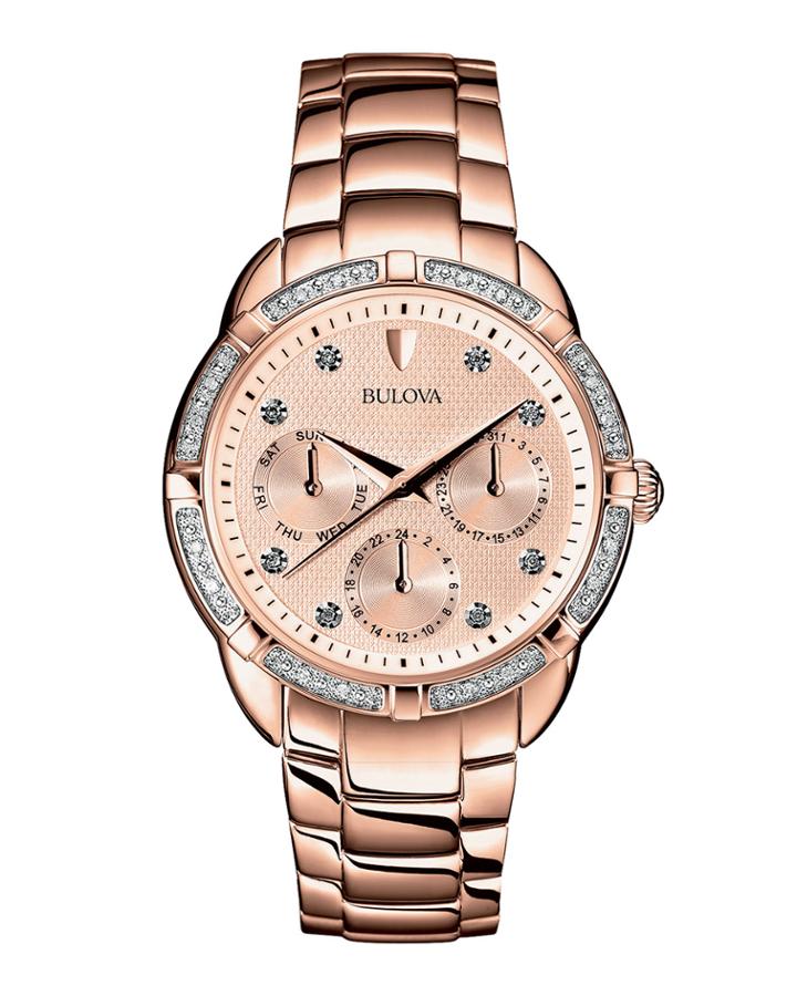 36mm Diamond Chronograph Bracelet Watch, Rose Golden