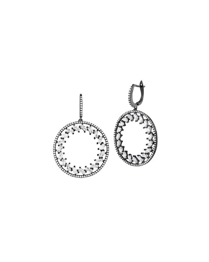 Black Rhodium-plated Round Dangling Earrings