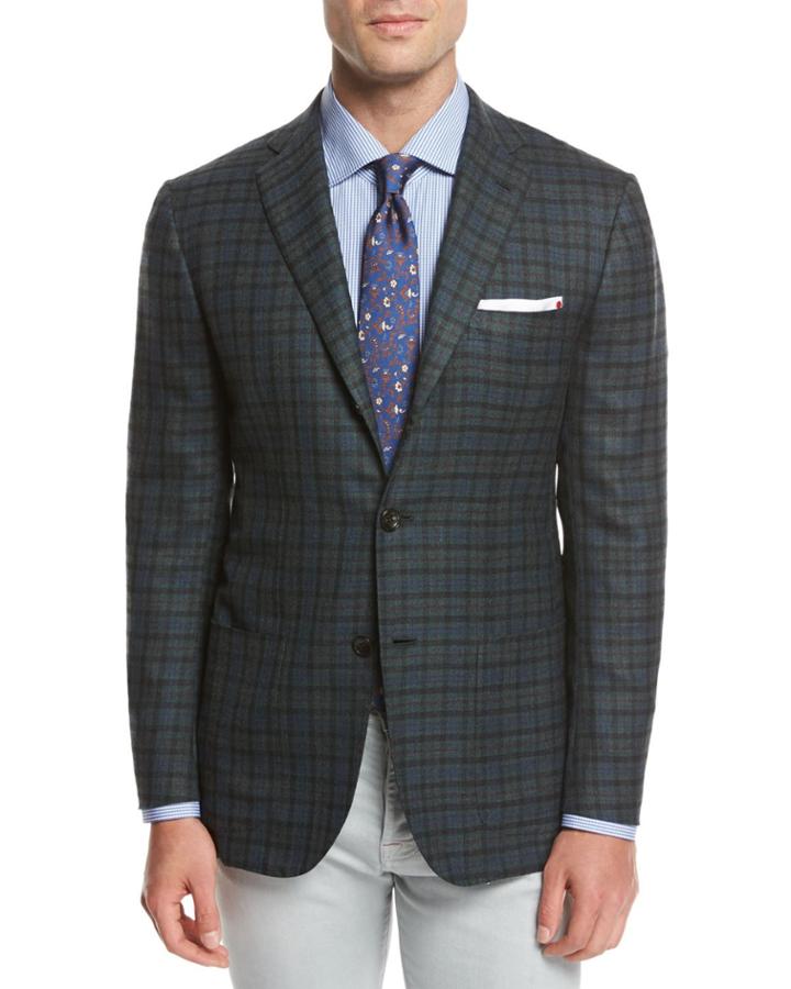 Check Cashmere Sport Coat, Green