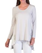 Asymmetric-hem Print-panel Tunic,