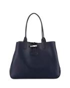 Roseau Reversible Leather Tote Bag, Blue